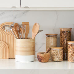 Spun Bamboo Kitchen Utensil Holder: Modern Countertop Organizer