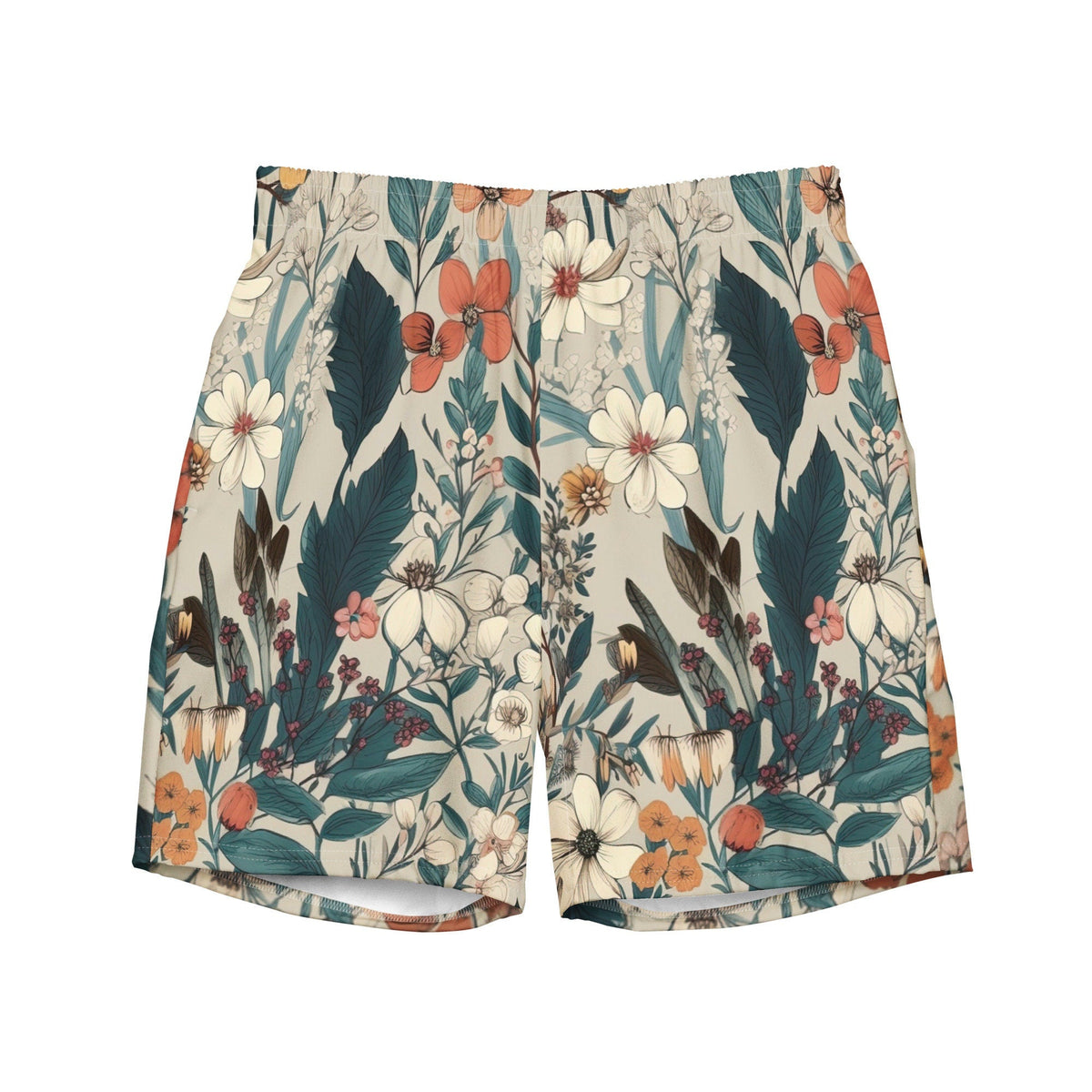 Botanical Men’s Swim Trunks | Swim Shorts | BoardShorts | Anti-Chafe Inner Liner | Multiple Pocket | Sizes | Size Small to 6XL