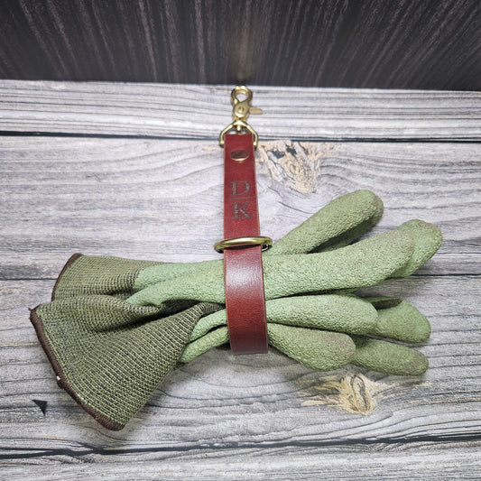 Leather Glove Holder with Clasp for Belt