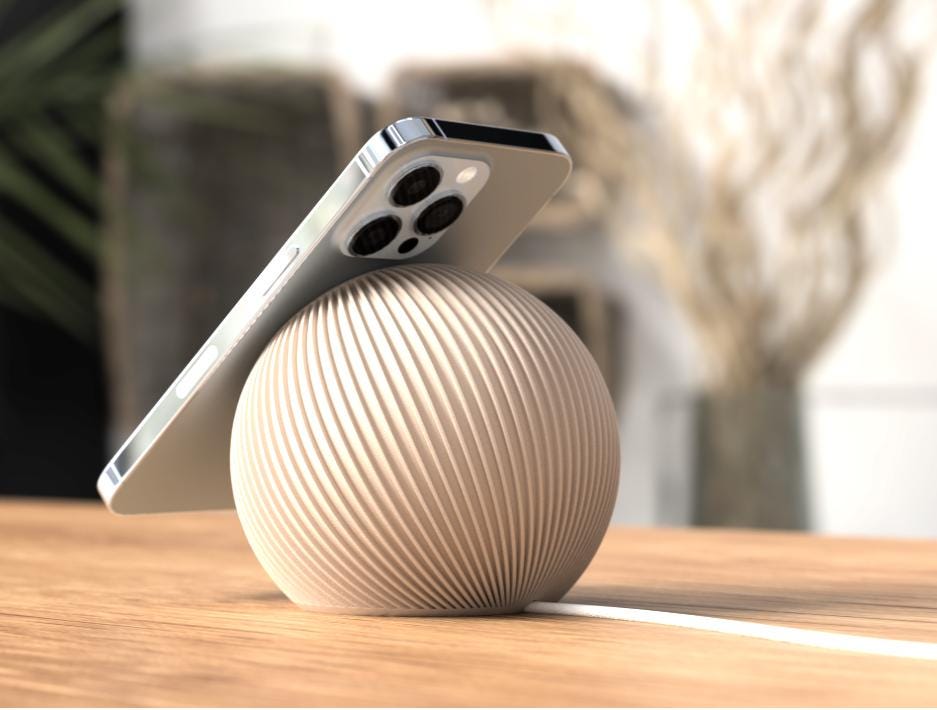 Magnetic Phone Charging Stand Compatible with MagSafe, Minimal Spherical Desk & Nightstand Dock Compatible with iPhone